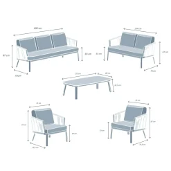 MOBELLIA Salon de jardin en aluminium 7 places 5 pcs Amalfi Gris anthracite et gris clair Anthracite - Gris Clair Clearance