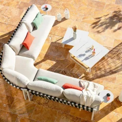 MOBELLIA Salon de jardin en aluminium 7 places Long Beach Blanc Sale