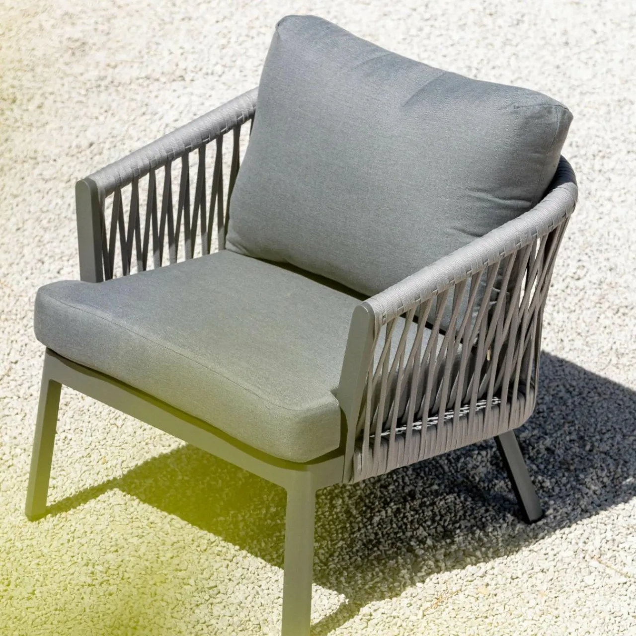 MOBELLIA Salon de jardin en aluminium 2 places 3 pcs Amalfi Gris Anthracite Clearance
