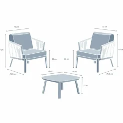 MOBELLIA Salon de jardin en aluminium 2 places 3 pcs Amalfi Gris Anthracite Clearance