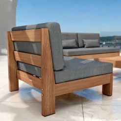 MOBELLIA Salon de jardin en bois d'acacia 8 places 5 pcs Borneo Gris Anthracite New