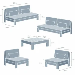 MOBELLIA Salon de jardin en bois d'acacia 8 places 5 pcs Borneo Sable Best