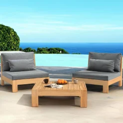 MOBELLIA Salon de jardin en bois d'acacia 2 places 3 pcs Borneo Gris Anthracite Online
