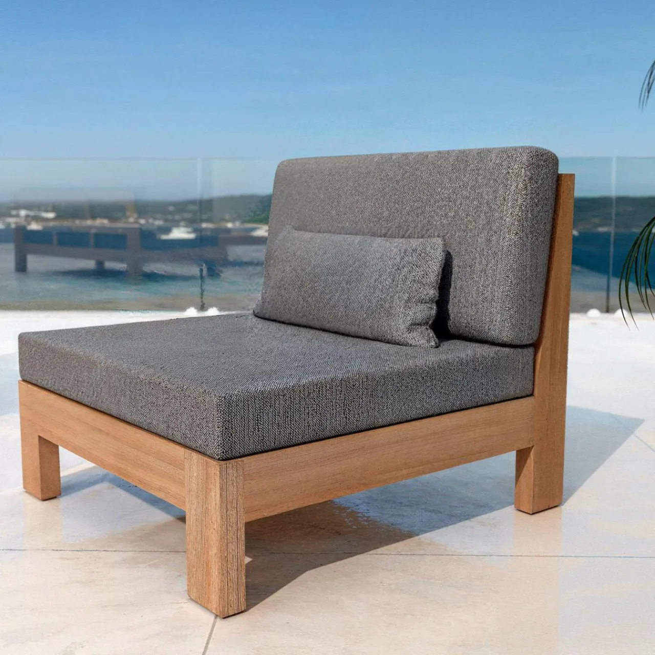 MOBELLIA Salon de jardin en bois d'acacia 2 places 3 pcs Borneo Gris Anthracite Online