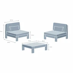 MOBELLIA Salon de jardin en bois d'acacia 2 places 3 pcs Borneo Sable Clearance