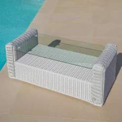 MOBELLIA Salon de jardin en résine tressée 7 places 5 pcs Calvi Blanc Tressé Blanc - Blanc Clearance