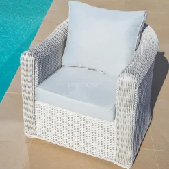 MOBELLIA Salon de jardin en résine tressée 7 places 5 pcs Calvi Blanc et gris clair Tressé Blanc - Gris clair New