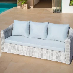 MOBELLIA Salon de jardin en résine tressée 7 places 5 pcs Calvi Blanc et gris clair Tressé Blanc - Gris clair New