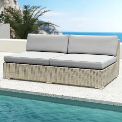 MOBELLIA Salon de jardin en résine tressée 9 places 9 pcs Palma Gris Tresse Gris - Gris Sale