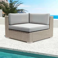 MOBELLIA Salon de jardin en résine tressée 9 places 9 pcs Palma Gris Tresse Gris - Gris Sale