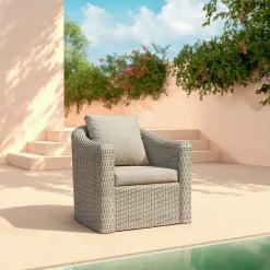 MOBELLIA Salon de jardin en résine tressée 4 places 4 pcs Calvi Gris et taupe Tressé Gris - Taupe Best