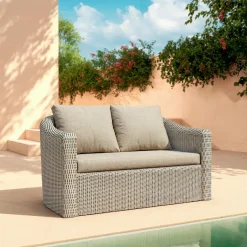 MOBELLIA Salon de jardin en résine tressée 4 places 4 pcs Calvi Gris et taupe Tressé Gris - Taupe Best