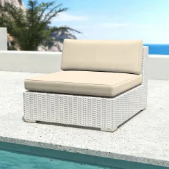 MOBELLIA Salon de jardin en résine tressée 4 places 5 pcs Palma Blanc et beige Tresse Blanc - Beige Sale