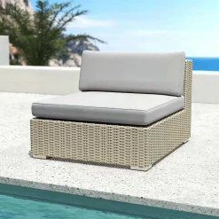 MOBELLIA Salon de jardin en résine tressée 4 places 5 pcs Palma Gris Tresse Gris - Gris Sale