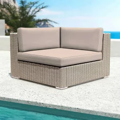 MOBELLIA Salon de jardin en résine tressée 4 places 5 pcs Palma Gris et taupe Tressé Gris - Taupe New