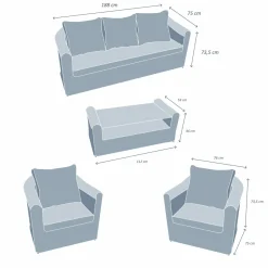 MOBELLIA Salon de jardin en résine tressée 5 places 4 pcs Calvi Blanc et taupe Tressé Blanc - Taupe Outlet