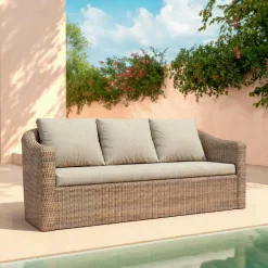 MOBELLIA Salon de jardin en résine tressée 5 places 4 pcs Calvi Sepia et taupe Tressé Sepia - Taupe New