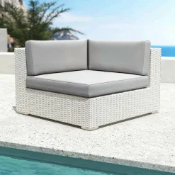 MOBELLIA Salon de jardin en résine tressée 5 places 6 pcs Palma Blanc et gris Tresse Blanc - Gris Outlet