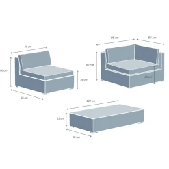 MOBELLIA Salon de jardin en résine tressée 5 places 6 pcs Palma Blanc et gris Tresse Blanc - Gris Outlet