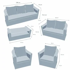 MOBELLIA Salon de jardin en résine tressée 7 places 5 pcs Calvi Blanc et taupe Tressé Blanc - Taupe Discount