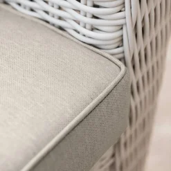 MOBELLIA Salon de jardin en résine tressée 7 places 5 pcs Calvi Blanc et taupe Tressé Blanc - Taupe Discount
