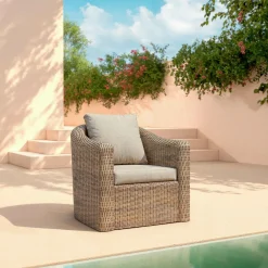 MOBELLIA Salon de jardin en résine tressée 7 places 5 pcs Calvi Sepia et taupe Tressé Sepia - Taupe Online
