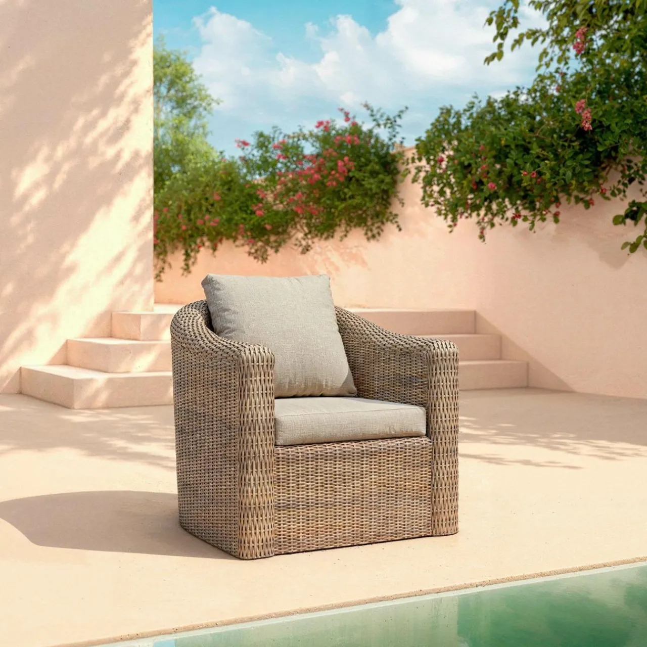 MOBELLIA Salon de jardin en résine tressée 7 places 5 pcs Calvi Sepia et taupe Tressé Sepia - Taupe Online