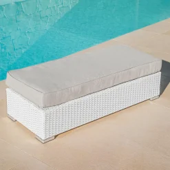 MOBELLIA Salon de jardin en résine tressée 9 places 9 pcs Palma Blanc et taupe Tressé Blanc - Taupe Best