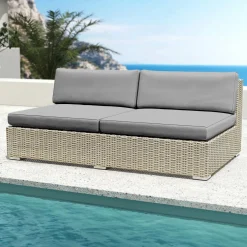 MOBELLIA Salon de jardin en résine tressée 9 places 9 pcs Palma Gris et anthracite Tressé Gris - Anthracite New