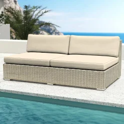 MOBELLIA Salon de jardin en résine tressée 9 places 9 pcs Palma Gris et beige Tresse Gris - Beige Sale