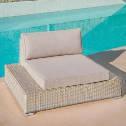 MOBELLIA Salon de jardin en résine tressée 9 places 9 pcs Palma Gris et taupe Tressé Gris - Taupe Clearance