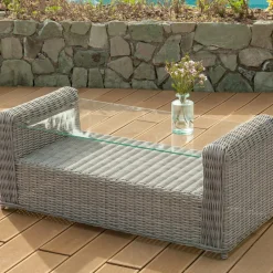 MOBELLIA Salon de jardin en résine tressée 5 places 4 pcs Calvi Gris et gris clair Tressé Gris - Gris clair Online
