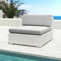 MOBELLIA Salon de jardin en résine tressée 2 places 3 pcs Palma Blanc et gris Tresse Blanc - Gris Hot