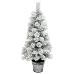 JJA Sapin artificiel de Noël en pot (H100 cm) Windy Peak Vert enneigé Sapin enneigé Sale