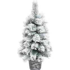 JJA Sapin artificiel de Noël en pot (H70 cm) Windy Peak Vert enneigé Sapin enneigé Hot