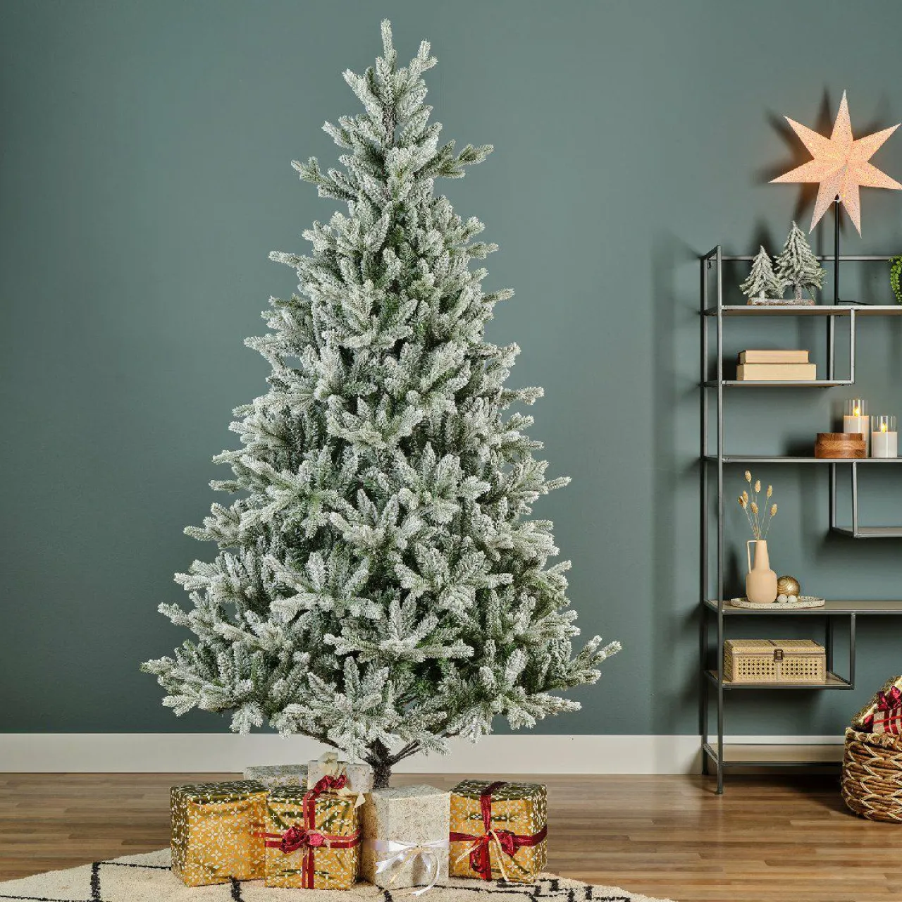 EMINZA Sapin artificiel de Noël (H180 cm) Allix Vert enneigé Sapin enneigé New