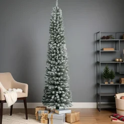 EMINZA Sapin artificiel de Noël (H240 cm) Narrow Vert enneigé Sapin enneigé Clearance