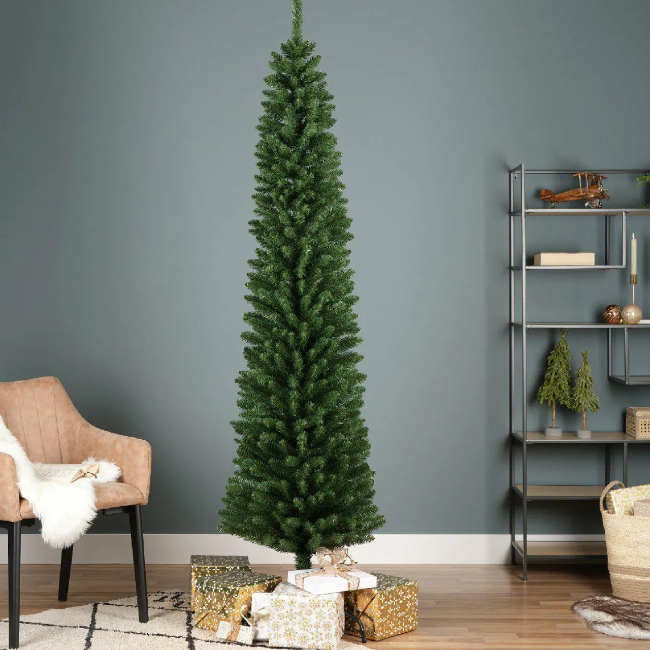 EMINZA Sapin artificiel de Noël (H180 cm) Narrow Vert sapin Sapin vert