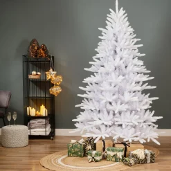 EMINZA Sapin artificiel de Noël (H210 cm) Odense Blanc irisé et pailleté Sapin blanc New