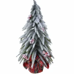 KAEMINGK Sapin artificiel de table (H27 cm) Baies et tartan écossais Sapin enneigé Outlet