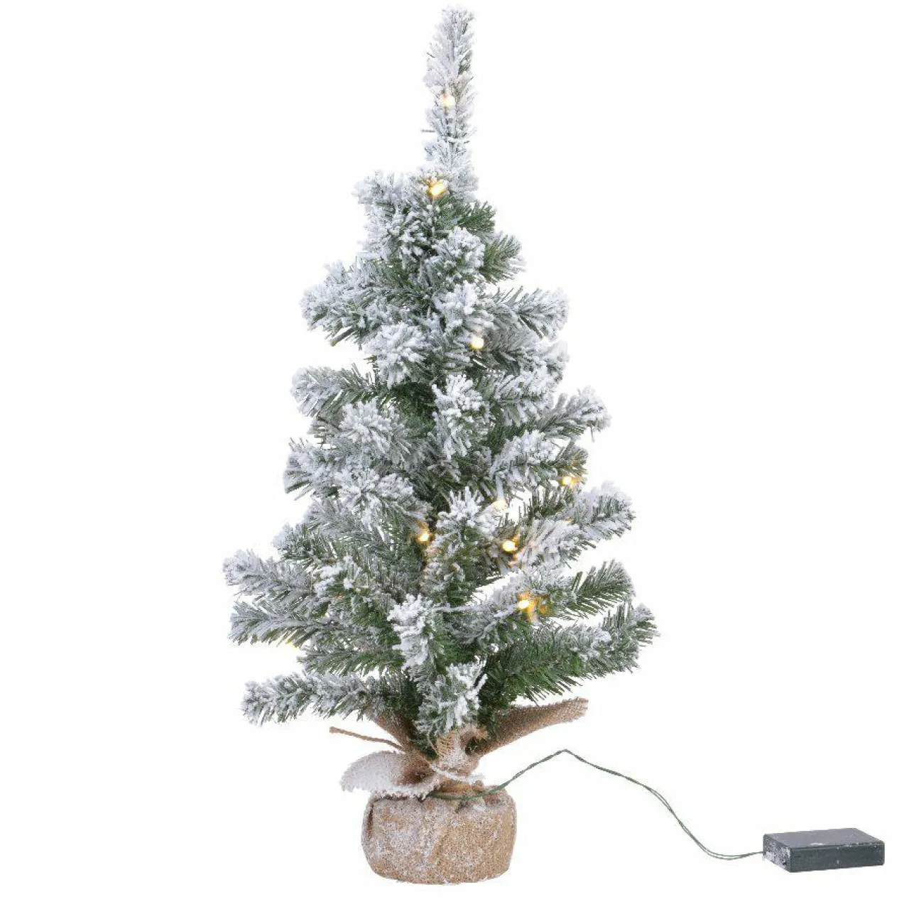 KAEMINGK Sapin artificiel de table pré-illuminé (H60 cm) Royal Vert enneigé Sapin enneigé lumineux Discount