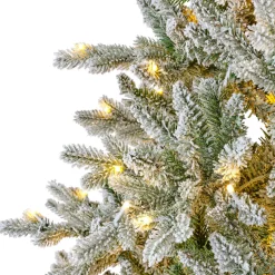 EMINZA Sapin de Noël artificiel lumineux 430 LED (H210 cm) Allix Vert enneigé Sapin enneigé lumineux New