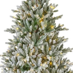 EMINZA Sapin de Noël artificiel lumineux 430 LED (H210 cm) Allix Vert enneigé Sapin enneigé lumineux New
