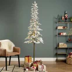 EMINZA Sapin de Noël artificiel lumineux 250 LED (H240 cm) Sierra Vert enneigé Sapin enneigé lumineux Outlet