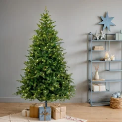 EMINZA Sapin de Noël artificiel lumineux 600 LED (H240 cm) Idaho Vert sapin Sapin vert lumineux Discount
