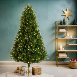EMINZA Sapin de Noël artificiel lumineux 400 LED (H210 cm) Barrow Vert sapin Sapin vert lumineux Hot