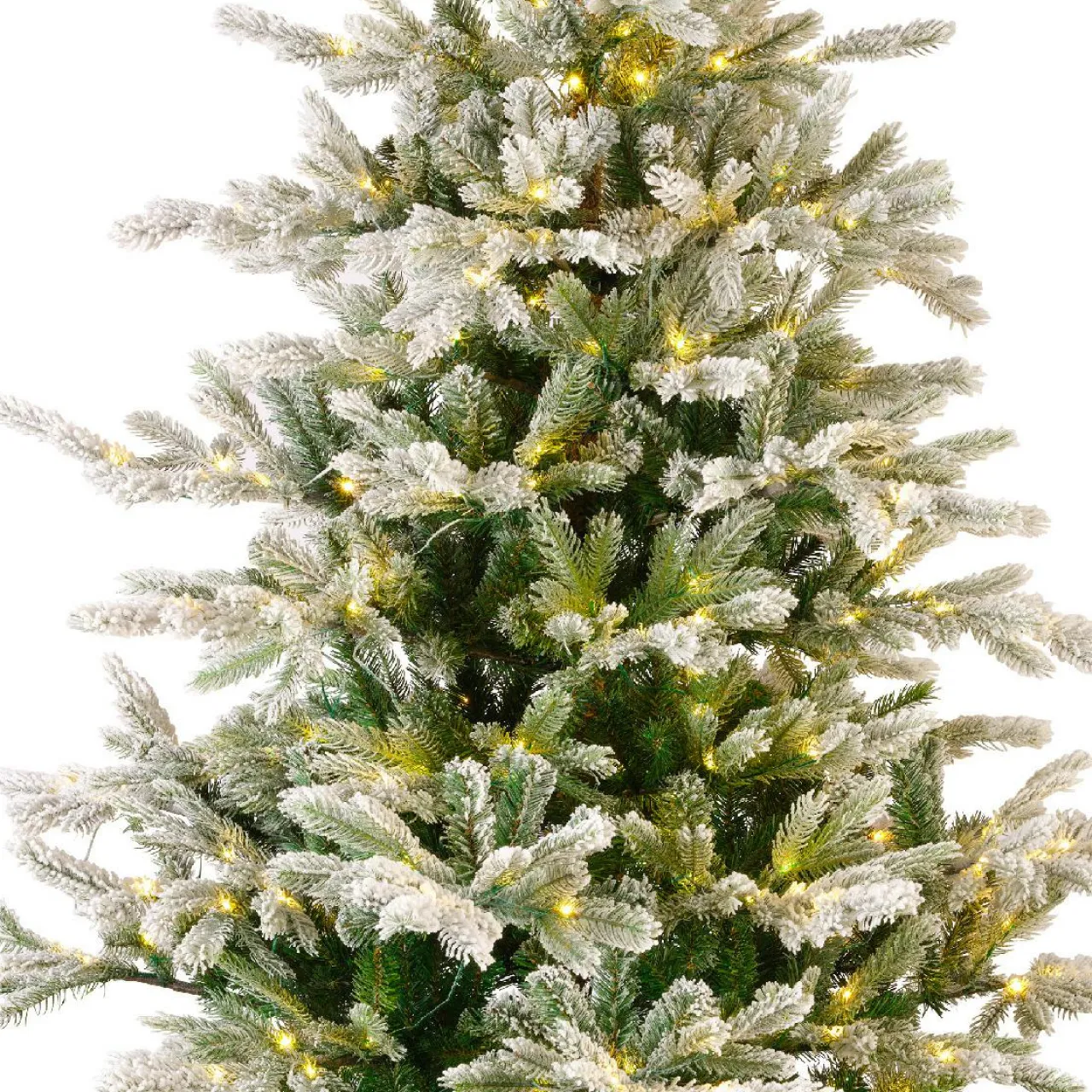 EMINZA Sapin de Noël artificiel lumineux 400 LED (H180 cm) Glorious Vert enneigé Sapin enneigé lumineux