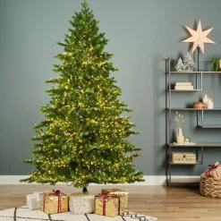 EMINZA Sapin de Noël artificiel lumineux 3000 LED (H180 cm) Caucasia Nordmann Vert sapin Sapin vert lumineux