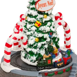 JJA Sapin de Noël lumineux et animé à piles (H24 cm) Arches sucre d'orge Multicolore Sale