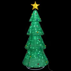 JJA Sapin de Noël lumineux 200 LED (H188 cm) Grande étoile Blanc froid Vert Clearance